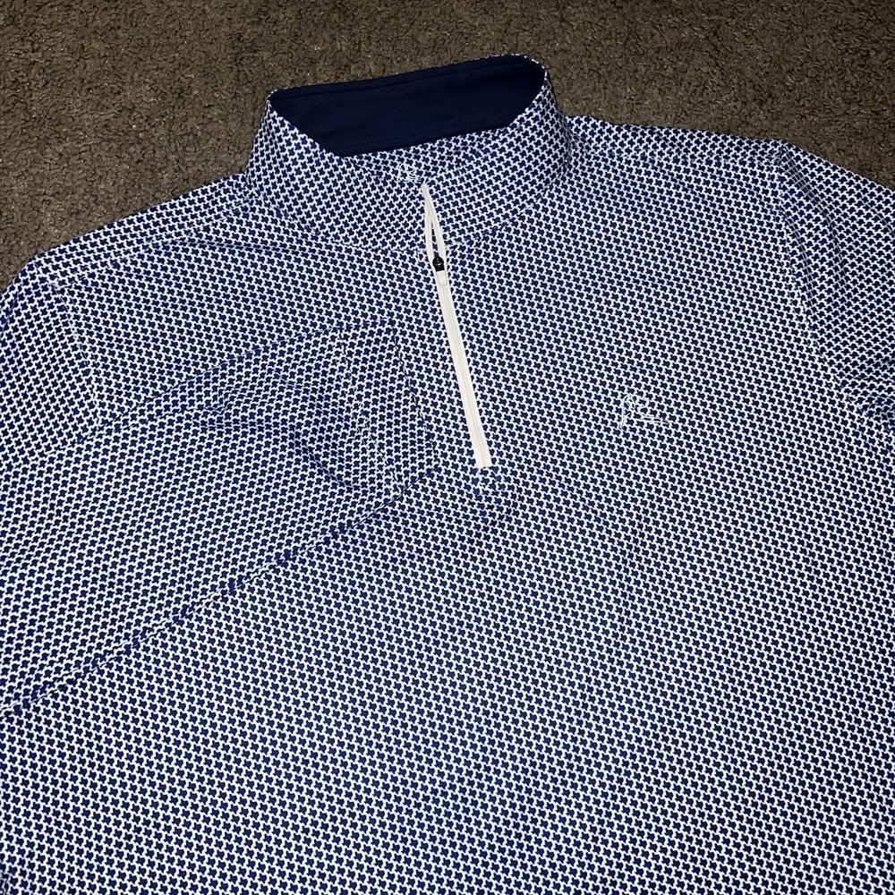 Rhoback 1/4 Zip Pullover Mens Small XL Blue Texas Flag Golf Performance Sweater